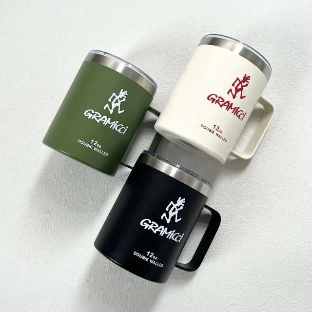 Design Gramici 12oz Double Walled Insulated Mug in Cream, Olive Green, and Black Accessories - 15