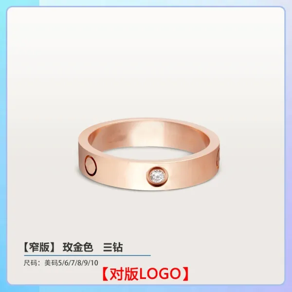 Cartier Love Ring Rose Gold Three Diamond Ring Jewelry - 1