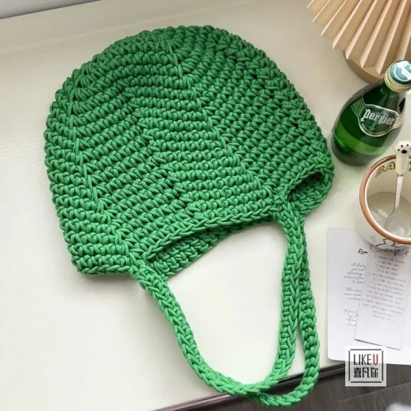 Design Handcrafted Crochet Tote Bag Green Tote Bag - 38