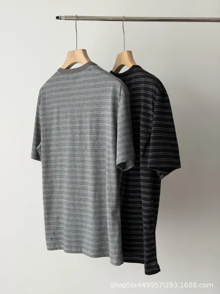 Design Striped Henley T-Shirt Black - 7