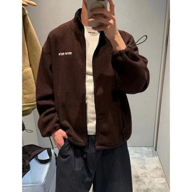 Miu Miu Oversized Fleece Jacket Gray Outerwear - 10