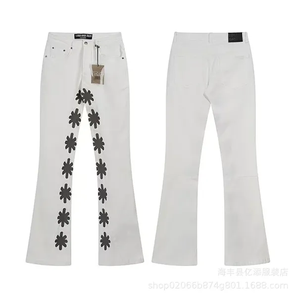 Design Floral Embroidered Flared Jeans Light Wash - 7