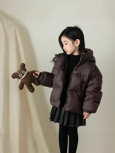 Design Puffer Jacket Black with Faux Fur Earmuffs + Polka Dot Corduroy Pants Cream Kids Outerwear Set - 6