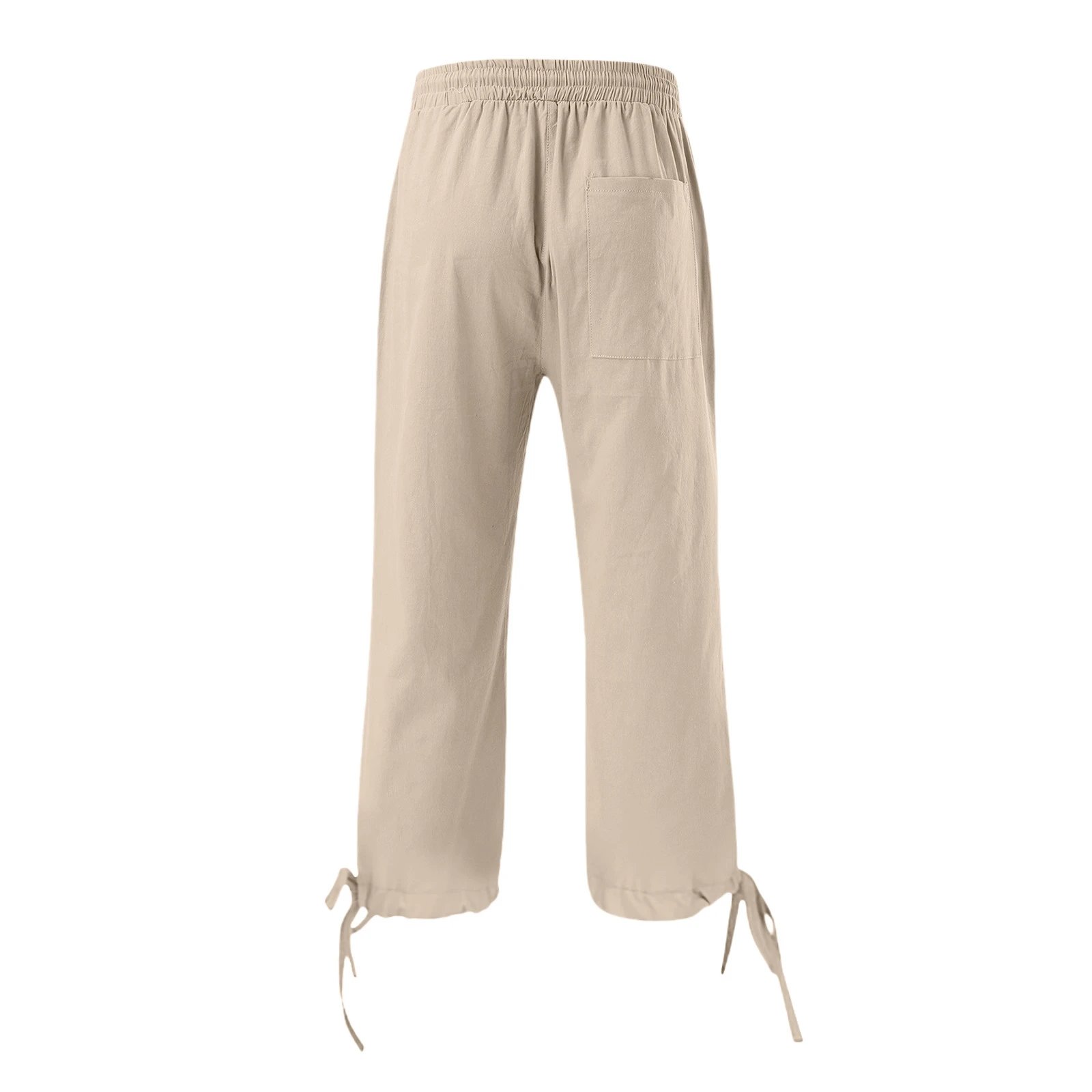 Design Capri Pants Light Blue Drawstring Waist with Cuff Ties - 46