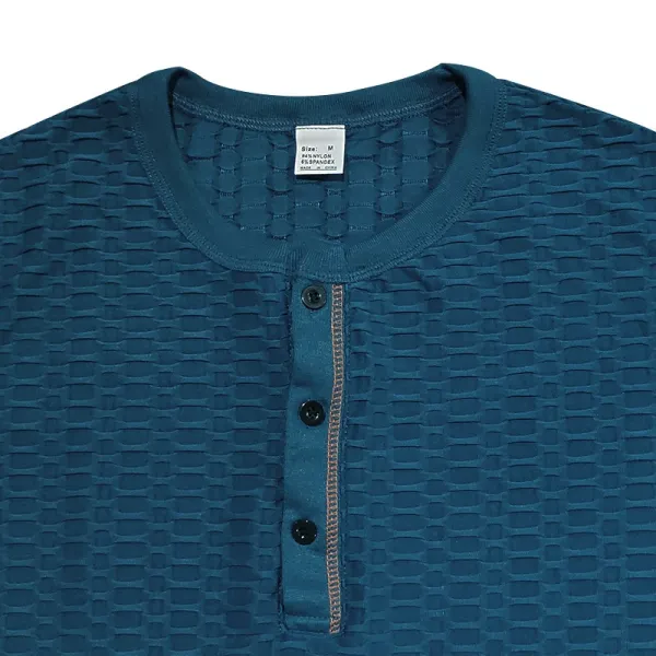 Design Henley T-Shirt Teal Textured - 49