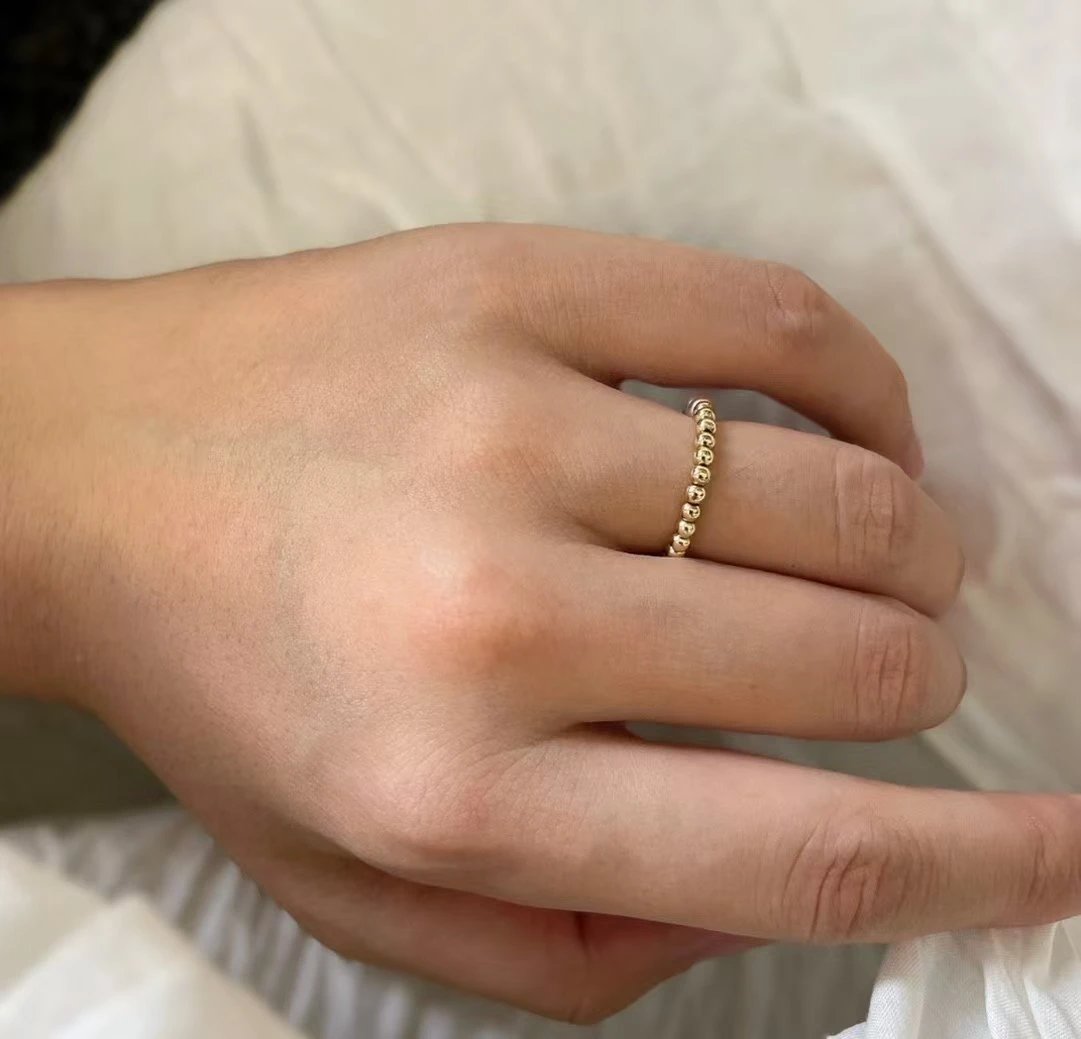 Design Beaded Pavé Band Ring Silver - 17