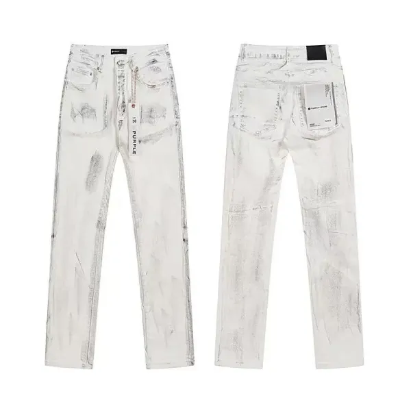 Purple Brand Distressed White Jeans - 1