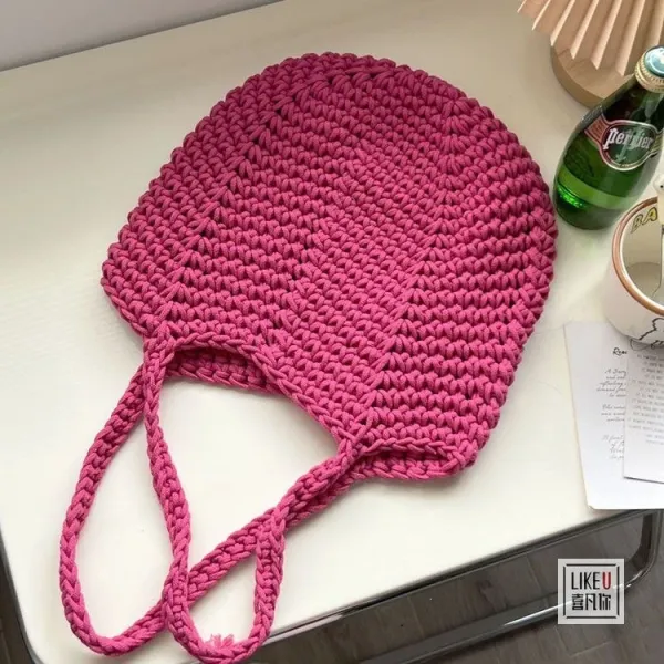 Design Handcrafted Crochet Tote Bag Green Tote Bag - 24