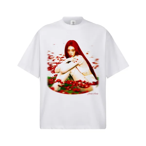 Design Jennie Ruby Graphic Print Oversized T-Shirt White - 1