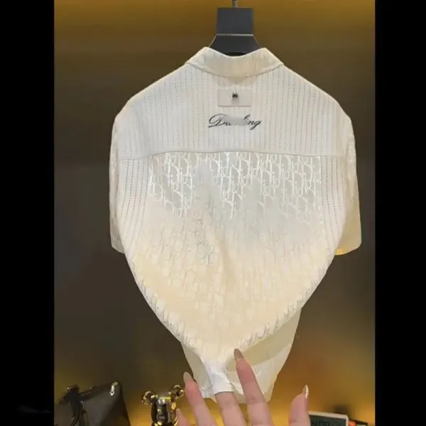 Dior Oblique Pattern Knit Shirt White - 5