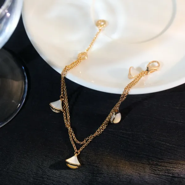 Bvlgari B.zero1 Fan Charm Bracelet Gold White Mother-of-Pearl Bracelet Jewelry - 17