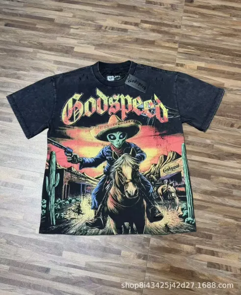 Godspeed Alien Cowboy Graphic Black T-Shirt - 1