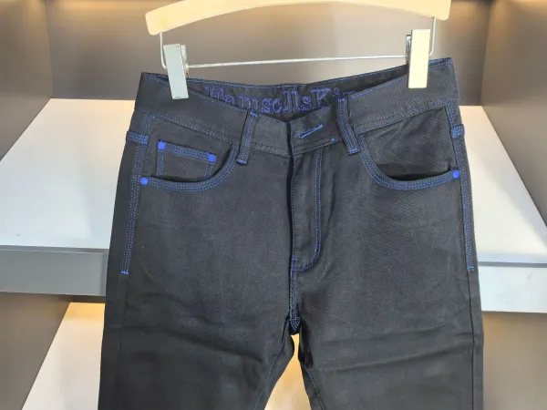 Emporio Armani Black Jeans with Blue Stitching and Eagle Logo - 9