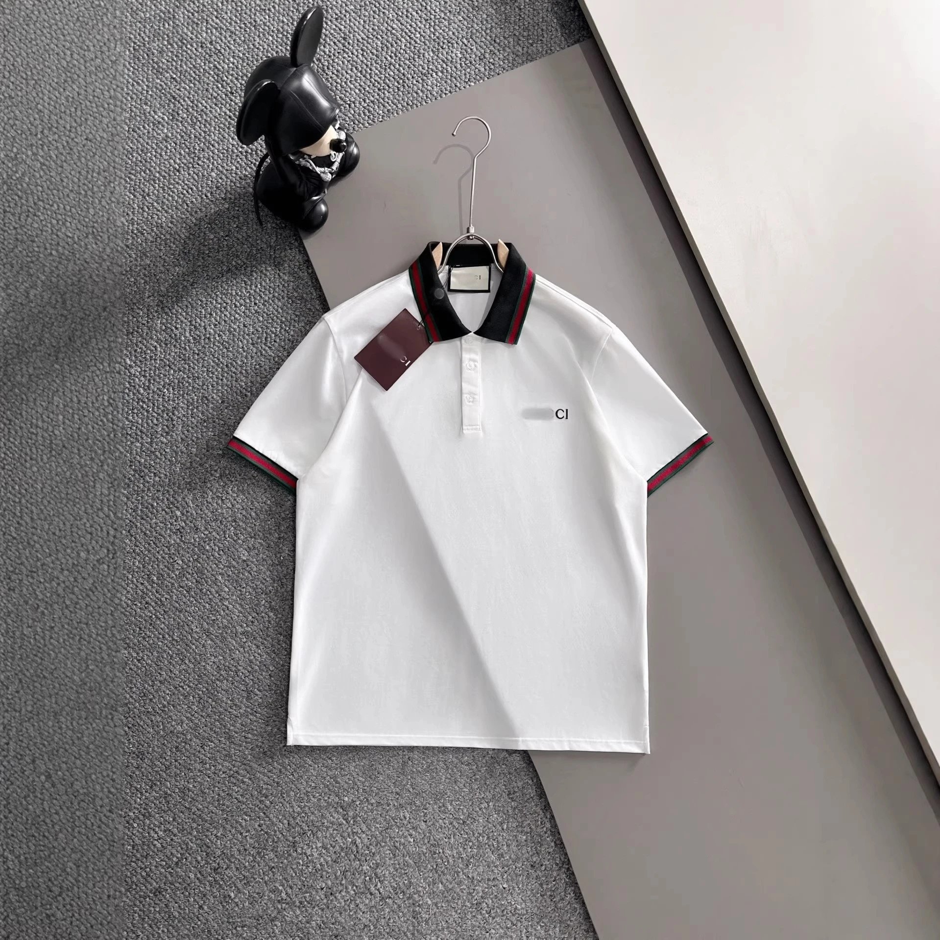 Prada Triangle Logo White Black Green Beige Classic Polo Shirt