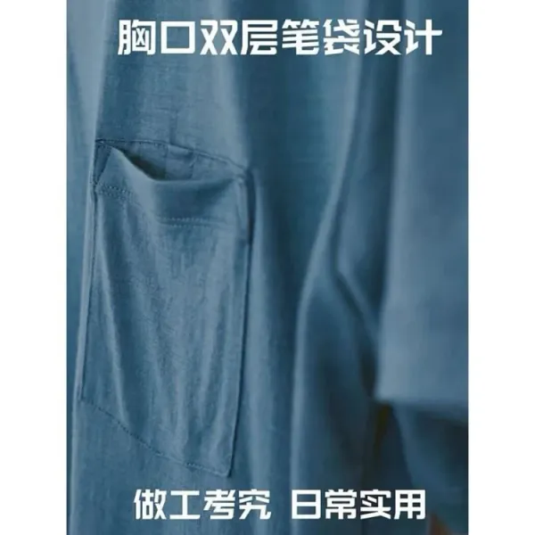 Design Yamatomichi Mountain and Road Pocket T-Shirt in Sage Green, Sky Blue, Charcoal Gray T-Shirts - 12