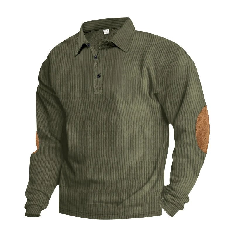 Design Corduroy Polo Shirt with Elbow Patches Black Tops.polo - 30