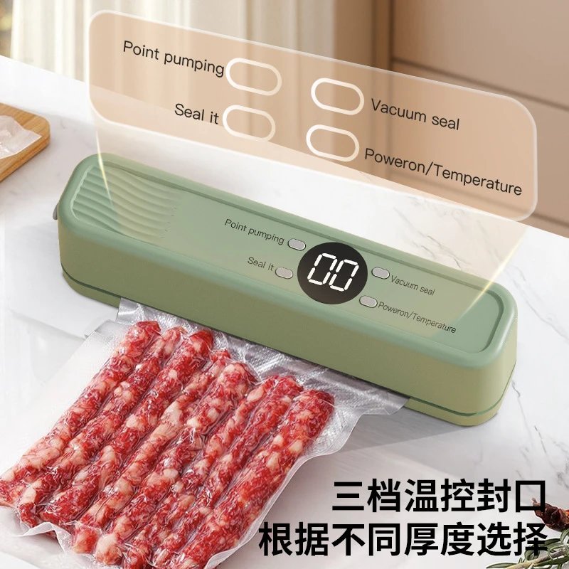 Portable Vacuum Sealer Beige Digital Food Sealing Machine
