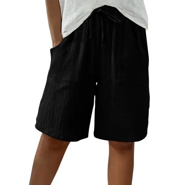 Design Wide-Leg Drawstring Shorts Black - 1
