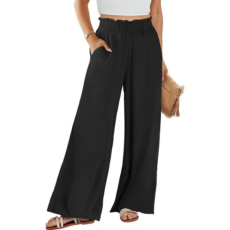 Design Wide-Leg Elastic Waist Pants Olive Green - 6