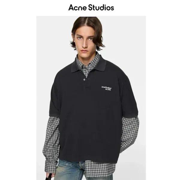 Acne Studios Logo Polo Shirt Black Tops Polo - 6