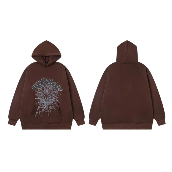 SP5DER Spider Web Hoodie Brown - 1