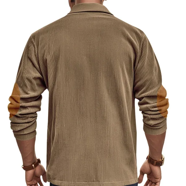 Design Corduroy Polo Shirt with Elbow Patches Black Tops.polo - 34