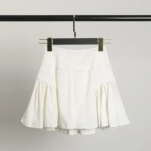 Design Pleated Layered Skirt White Skirt - 1
