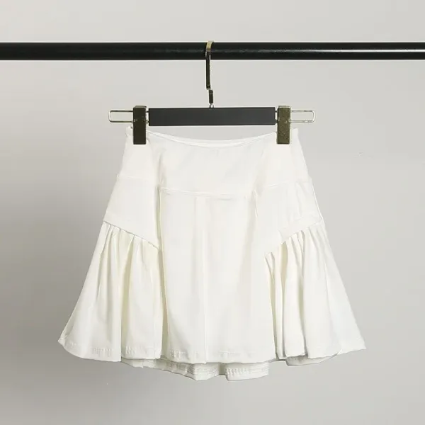 Design Pleated Layered Skirt White Skirt - 7