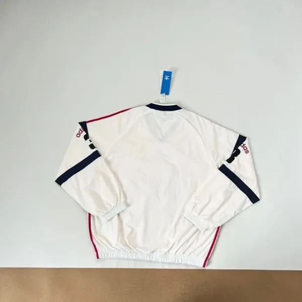 Adidas Originals TEA Windbreaker Cream with Navy and Red Stripes - 15