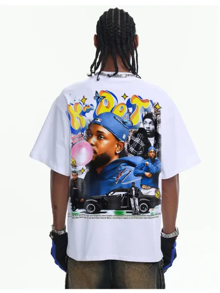 Design Kendrick Lamar Collage Graphic T-Shirt White - 17