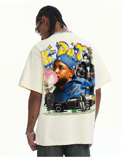Design Kendrick Lamar Collage Graphic T-Shirt White - 21