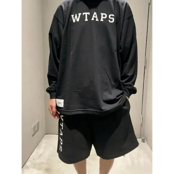 Design WTAPS Logo Long Sleeve Tee Black / White T-Shirts - 8