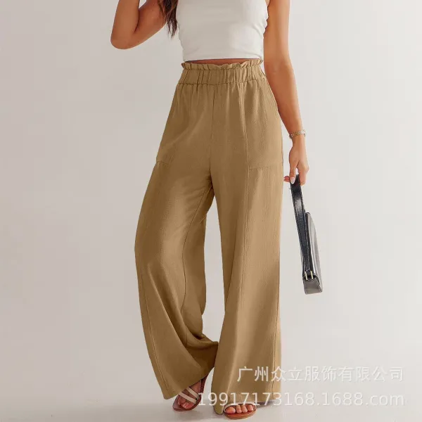Design Wide-Leg Elastic Waist Pants Olive Green - 30