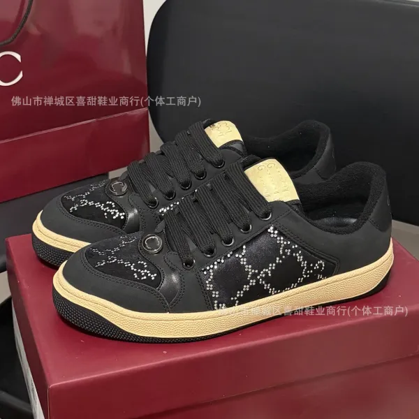 Gucci Ace Embellished Mesh Sneakers Black and White - 6