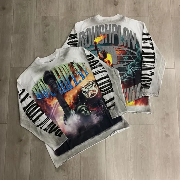 Design Roughplay Statue of Liberty Graphic Oversized T-Shirt Multicolor T-Shirts - 1
