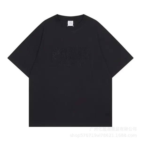 Design Paris France Rhinestone Embellished Black Oversized T-Shirt - 1