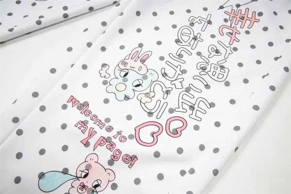 Design Polka Dot Cartoon Print Wide-Leg Sweatpants White - 11