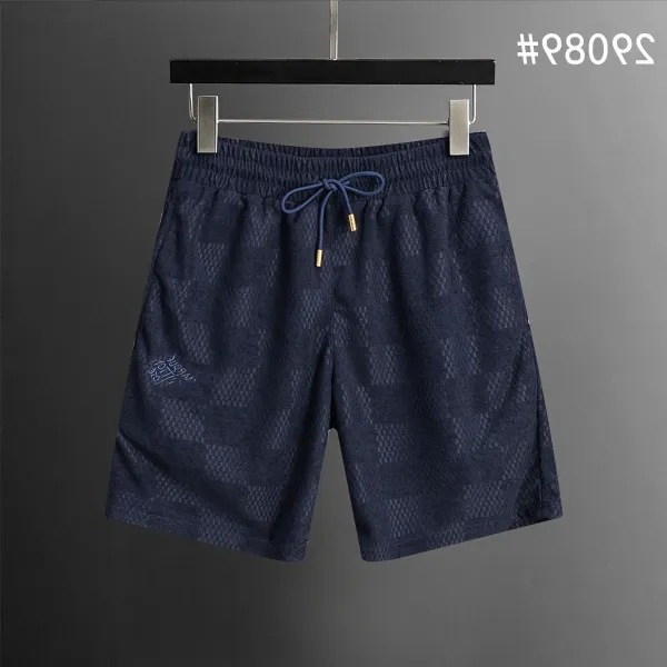 Design Patterned Navy Drawstring Shorts - 1