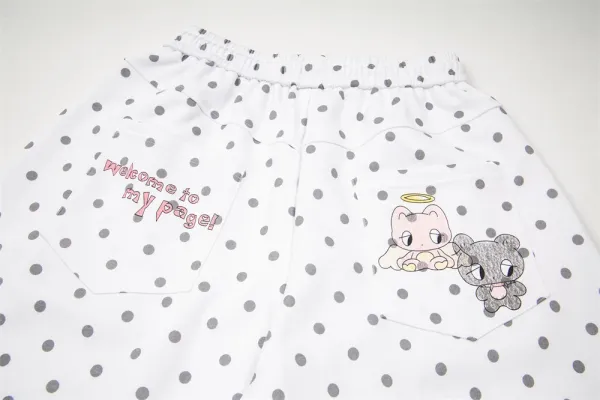 Design Polka Dot Cartoon Print Wide-Leg Sweatpants White - 15