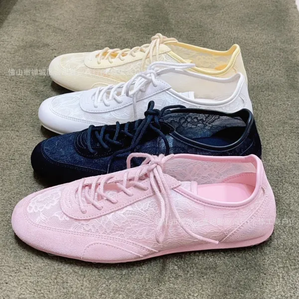 Design Lace-Overlay Low-Top Sneakers White - 4