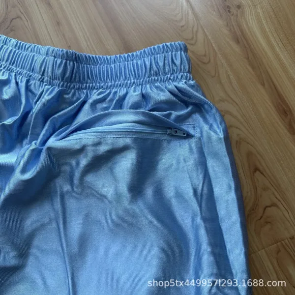 Design Basketball Shorts Light Blue with Navy and Red Numbering - 21