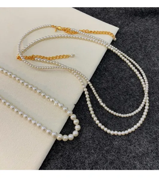 Design Pearl Choker Necklace Set in 2mm, 3mm, and 4mm Sizes White Necklaces Jewelry - 13