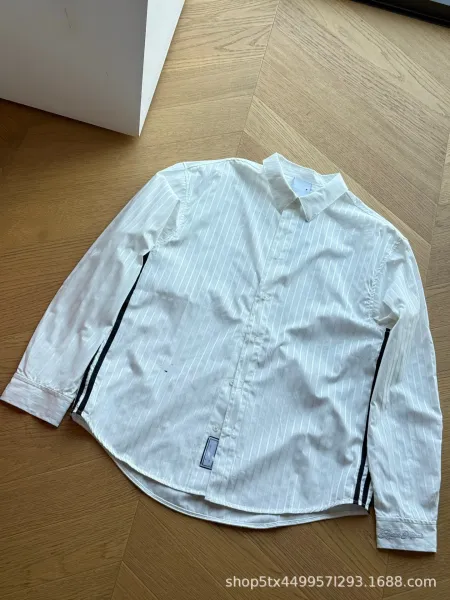 Thom Browne Striped Shirt with Black Side Stripe White Shirt - 4