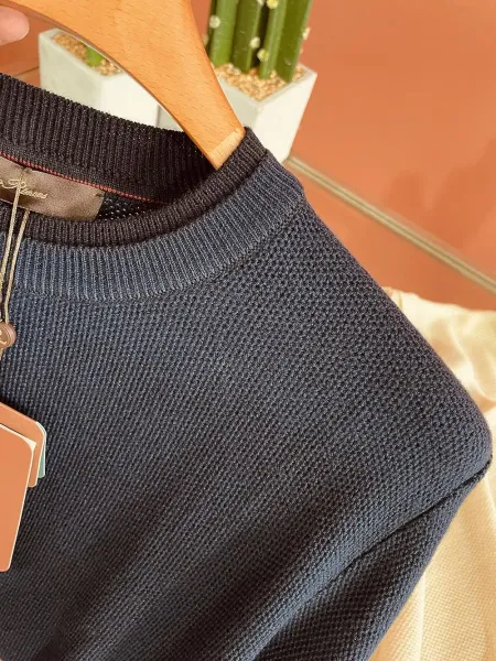 Design Knit Sweater in Cream with Textured Waffle Stitch - 44