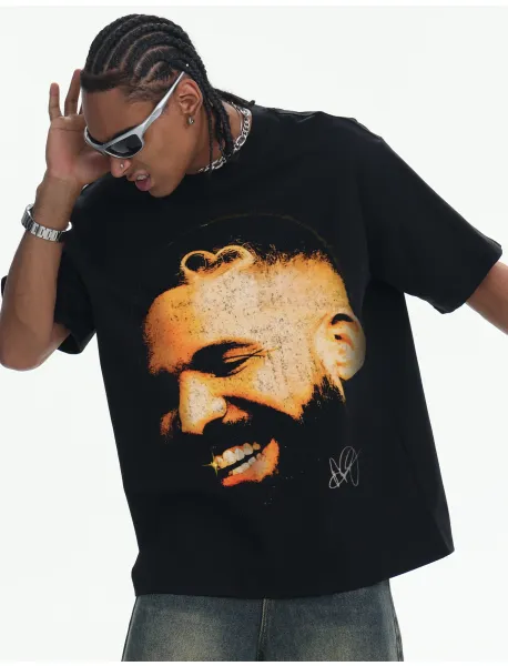 Drake OVO x Design Drake Portrait Graphic T-Shirt White - 20