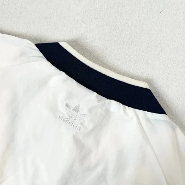 Adidas Originals TEA Windbreaker Cream with Navy and Red Stripes - 17