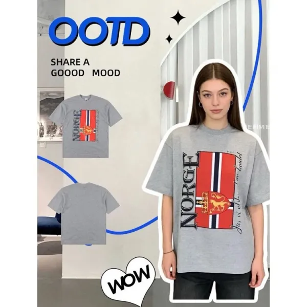 Design Norway National Team Vintage Graphic T-Shirt Gray T-Shirts - 7