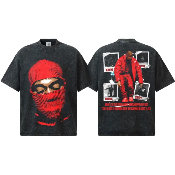 Design Kanye West Donda Album Art T-Shirt Black / Red T-Shirts - 1