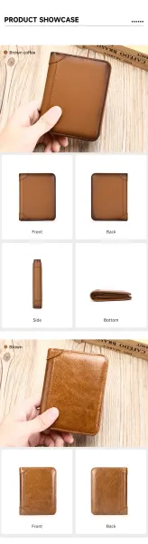 Design Classic Bifold Wallet Brown Leather Short Wallet - 8