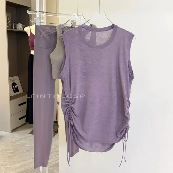 Design LFINTHEESP Ruched Side Sleeveless Top Purple Vest Top - 12